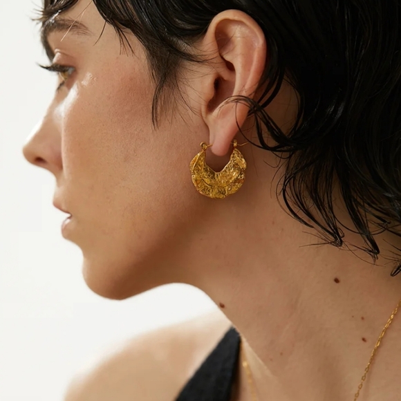 Gold Foil Hoop Earrings - Picture 12 of 12